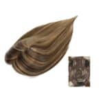 Γυναικείο Topper Τουπέ κορυφής μαλλιών από φυσική τρίχα  - Καστανό με χρυσές μελί ανταύγειες p4-27 16 inches