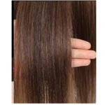 Γυναικείο Topper Τουπέ κορυφής μαλλιών από φυσική τρίχα  - Καστανό σκούρο με ανταύγειες p2-6 16 inches - Image 2