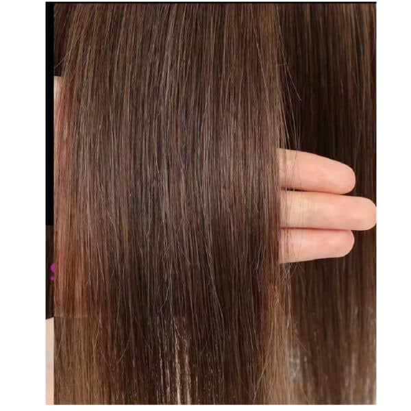 Γυναικείο Topper Τουπέ κορυφής μαλλιών από φυσική τρίχα  - Καστανό σκούρο με ανταύγειες p2-6 16 inches - Image 2