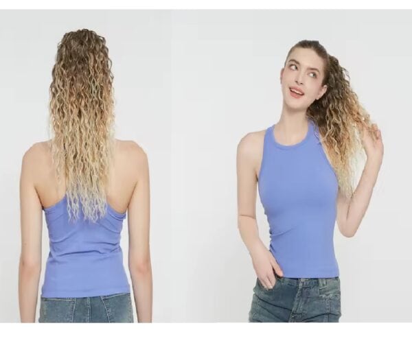 Ποστίς Αλογοουρά  Ponytail συνθετική τρίχα Kanekalon υψηλής ποιότητας με χτενάκι φωλιά- Water wave  Καστανόξανθό  ombre 50cm - Image 2