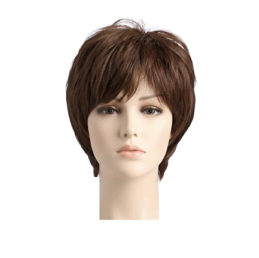 short-wig-brown-woman-hair-hairloss-cancer Γυναικεία περούκα σε καστανό χρώμα συνθετική υψηλής ποιότητας 8 inches - Image 1
