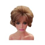 Γυναικεία περούκα σγουρή σε Καστανό ανοιχτό με ανταύγειες χρώμα  συνθετική υψηλής ποιότητας 11 inches