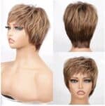 Γυναικεία περούκα σε καστανό ανοιχτό με ανταύγειες χρώμα  συνθετική υψηλής ποιότητας 8 inches - Image 2