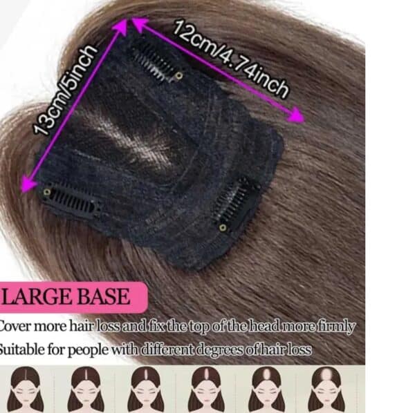 Γυναικείο Topper Τουπέ κορυφής μαλλιών από φυσική τρίχα  - Καστανό σκούρο 10 inches - Image 5