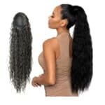 Ποστίς Αλογοουρά  Ponytail συνθετική τρίχα Kanekalon υψηλής ποιότητας με χτενάκι φωλιά- Water Wave Μαύρο # 1B 71cm - Image 2