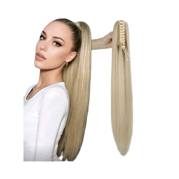 Ποστίς Αλογοουρά Ίσια Ponytail συνθετική τρίχα υψηλής ποιότητας με κλάμερ- Ξανθό champange 26 inches - Image 2