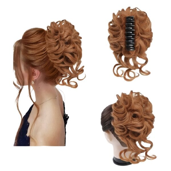 Ποστίς Κότσος συνθετική τρίχα υψηλής ποιότητας με αφέλειες και  κλάμερ τοποθέτησης- Ginger red - Image 2