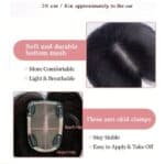 Γυναικείο Topper Τουπέ κορυφής μαλλιών από φυσική τρίχα  με διάφανη βάση - Φυσικό μαύρο 8 inches - Image 2