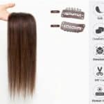 Γυναικείο Topper Τουπέ κορυφής μαλλιών από φυσική τρίχα  - Καστανό  #4 16 inches - Image 2