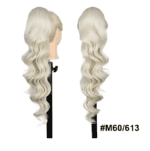Ποστίς Αλογοουρά  Ponytail συνθετική τρίχα Kanekalon υψηλής ποιότητας με χτενάκι φωλιά- Loose Curl Ξανθό πλατίνα # M60/613 71cm