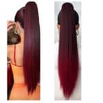 Ποστίς Αλογοουρά Ίσια Ponytail συνθετική τρίχα υψηλής ποιότητας με κλάμερ- Burgundy red 24 inches - Image 2