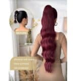 Ποστίς Αλογοουρά  Ponytail συνθετική τρίχα υψηλής ποιότητας με χτενάκι φωλιά- Κόκκινο Burgundy vang 71cm - Image 2