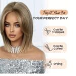 Γυναικεία περούκα ίσια σε Καστανόξανθο με ανταύγειες χρώμα  συνθετική υψηλής ποιότητας 14 inches - Image 3