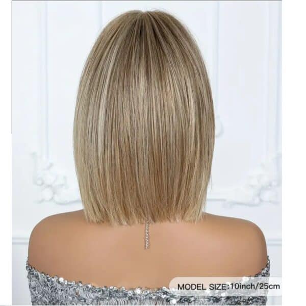 Γυναικεία περούκα ίσια σε Καστανόξανθο με ανταύγειες χρώμα  συνθετική υψηλής ποιότητας 14 inches - Image 4