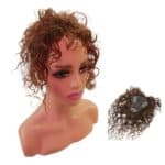Γυναικείο Topper Τουπέ κορυφής μαλλιών από φυσική τρίχα  - Καστανό άφρο μπούκλα 12 inches