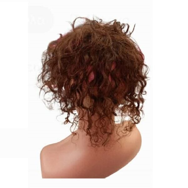 Γυναικείο Topper Τουπέ κορυφής μαλλιών από φυσική τρίχα  - Καστανό άφρο μπούκλα 12 inches - Image 2