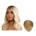 Γυναικείο Topper Τουπέ κορυφής μαλλιών από φυσική τρίχα με διάφανη βάση 15cm*18cm - Ξανθό πέρλα με σκούρη ρίζα 16 inches