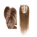 Γυναικείο Topper Τουπέ κορυφής μαλλιών από φυσική τρίχα  - Καστανό ανοιχτό με μελί ανταύγειες 16 inches