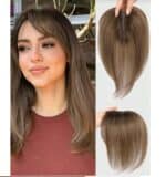 Γυναικείο Topper Τουπέ κορυφής μαλλιών από φυσική τρίχα  - Καστανό ανοιχτό ombre 10 inches - Image 2