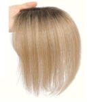 Γυναικείο Topper Τουπέ κορυφής μαλλιών από φυσική τρίχα  - Σκούρο ξανθό Ombre 10 inches - Image 2