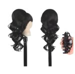 Ποστίς Αλογοουρά  Ponytail συνθετική τρίχα Kanekalon υψηλής ποιότητας με Κλάμερ- Loose curl Μαύρο χρώμα #1b 50cm