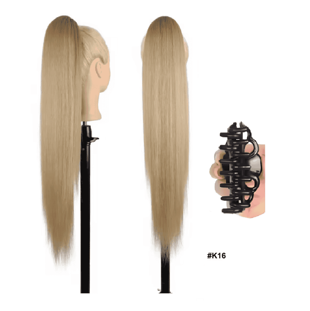 kanekalon-fiber-ponytail-straight-blonde-71cm-best-hairstyle-CLAW Ποστίς Αλογοουρά Ponytail συνθετική τρίχα Kanekalon υψηλής ποιότητας με Κλάμερ - Ίσια Ξανθό σκούρο # K16 71cm - Image 1