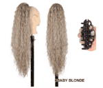 Ποστίς Αλογοουρά  Ponytail συνθετική τρίχα Kanekalon υψηλής ποιότητας με Κλάμερ- Water Wave Ξανθό Γκρι # Baby Blonde 71cm