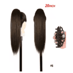 Ποστίς Αλογοουρά  Ponytail συνθετική τρίχα Kanekalon υψηλής ποιότητας με Κλάμερ - Ίσια Καστανό χρώμα #6 50cm