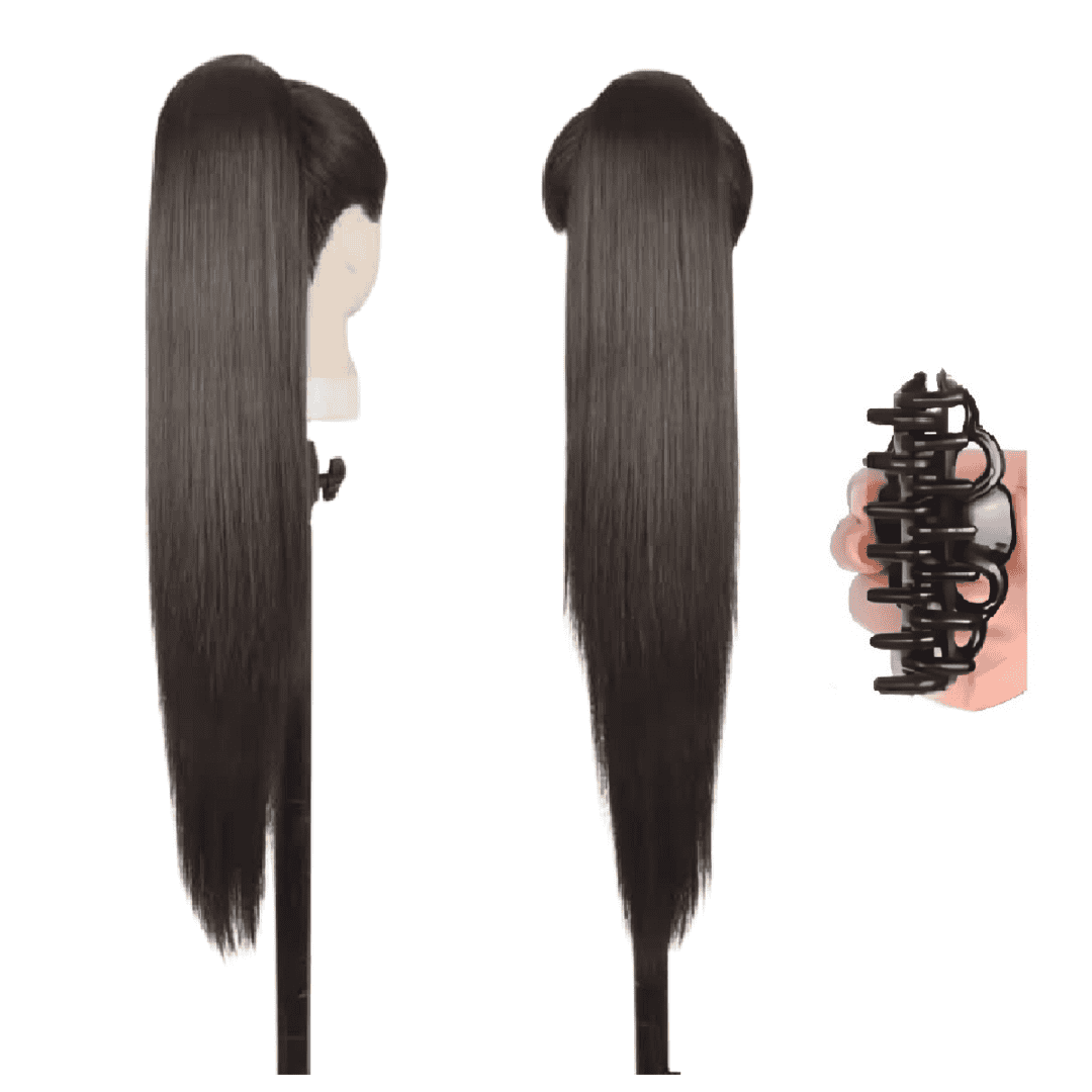 kanekalon-ponytail-dark-brown-4-straight-style-best-quality-claw Ποστίς Αλογοουρά Ponytail συνθετική τρίχα Kanekalon υψηλής ποιότητας με Κλάμερ- Ίσια Καστανό σκούρο χρώμα #4 71cm - Image 1