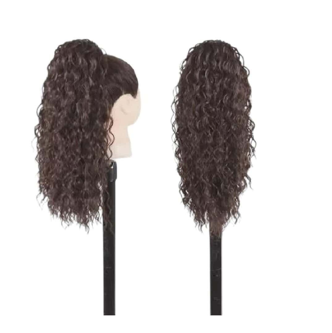 kanekalon-ponytail-dark-brown-4-water-wave-20-inches Ποστίς Αλογοουρά Ponytail συνθετική τρίχα Kanekalon υψηλής ποιότητας με χτενάκι φωλιά- Water Wave Καστανό σκούρο #4 50cm - Image 1