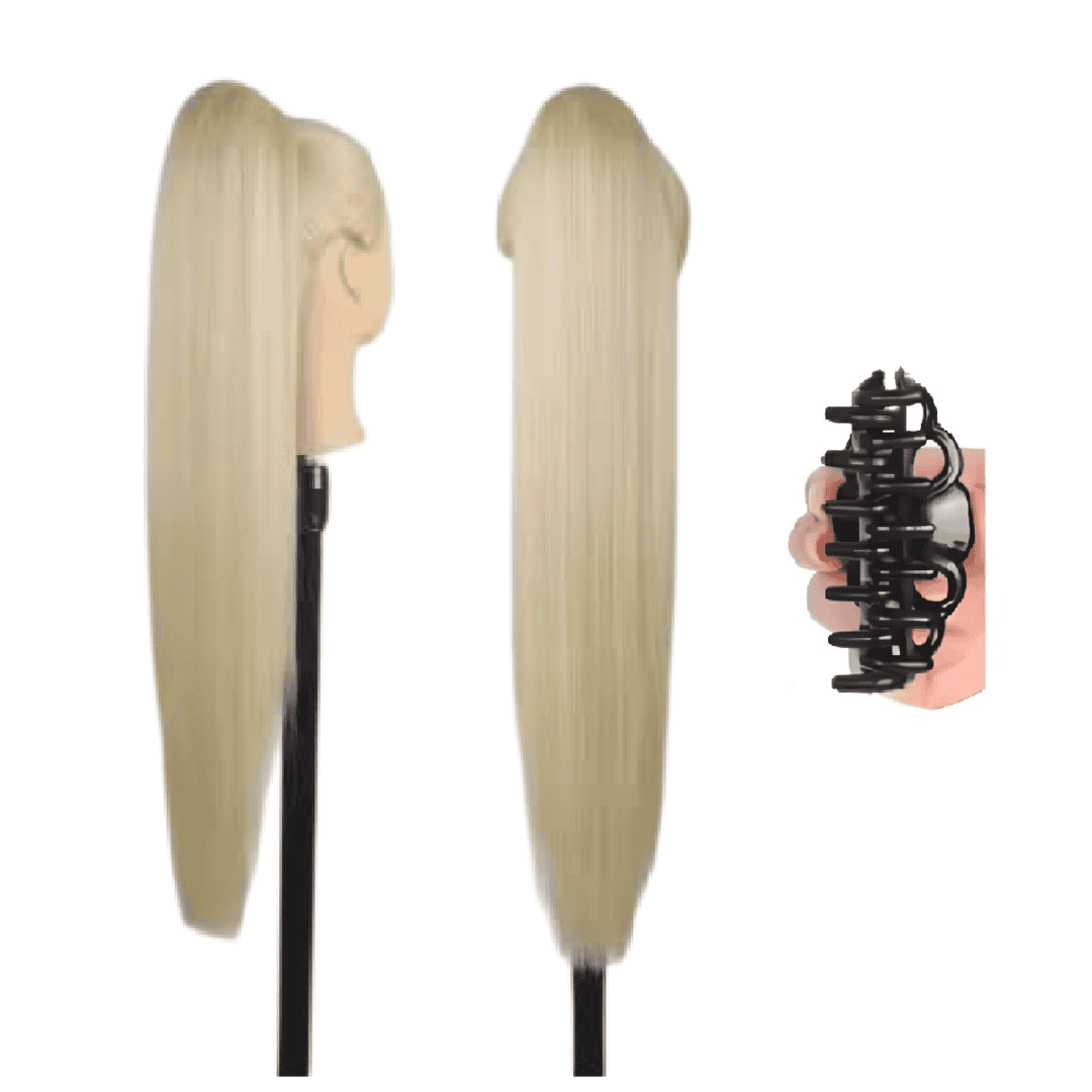 kanekalon-ponytails-straight-sp613-k16-blonde-claw Ποστίς Αλογοουρά Ponytail συνθετική τρίχα Kanekalon υψηλής ποιότητας με Κλάμερ- Ίσια Ξανθό ανοιχτό χρώμα # Sp613/ k16 71cm - Image 1