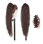 Ποστίς Αλογοουρά  Ponytail συνθετική τρίχα Kanekalon υψηλής ποιότητας με Κλάμερ- Water Wave Καστανό σκούρο #4  71cm