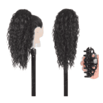 Ποστίς Αλογοουρά  Ponytail συνθετική τρίχα Kanekalon υψηλής ποιότητας με Κλάμερ - Water wave Μαύρο χρώμα #1b 50cm