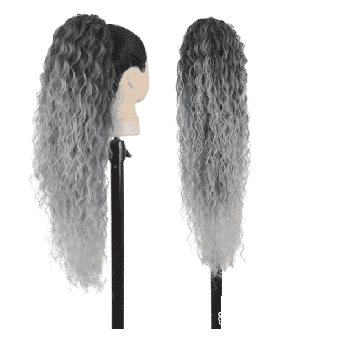 kanekalon-water-wave-t1b-silver-best-quality-grey Ποστίς Αλογοουρά Ponytail συνθετική τρίχα Kanekalon υψηλής ποιότητας με χτενάκι φωλιά- Water Γκρι silver χρώμα #T1b/ Silver 71cm - Image 1