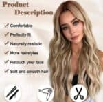 Γυναικεία περούκα σε Ξανθό Balayage ombre χρώμα με Lace front (διαφάνεια ) συνθετική υψηλής ποιότητας 26 inches - Image 2