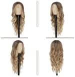 Γυναικεία περούκα σε Ξανθό Balayage ombre χρώμα με Lace front (διαφάνεια ) συνθετική υψηλής ποιότητας 26 inches - Image 3