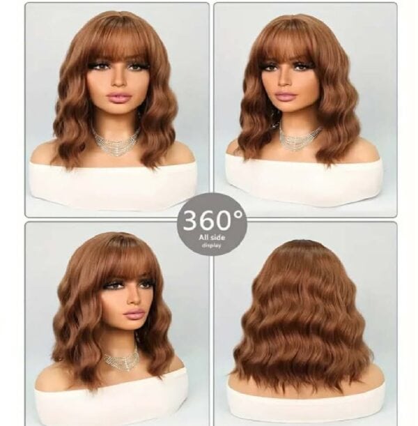 Γυναικεία περούκα σε Curly Καστανοκόκκινο χρώμα συνθετική υψηλής ποιότητας 14 inches - Image 2