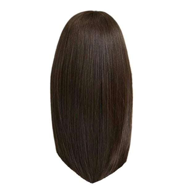 Γυναικεία περούκα Full lace (αόρατη εφαρμογή) σε Καστανό σκούρο χρώμα συνθετική υψηλής ποιότητας Kanekalon τρίχα 16 inches - Image 3