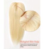 Γυναικείο Topper Τουπέ κορυφής μαλλιών από φυσική τρίχα και διάφανη βάση  - Ξανθό ανοιχτό χρώμα 16 inches - Image 2