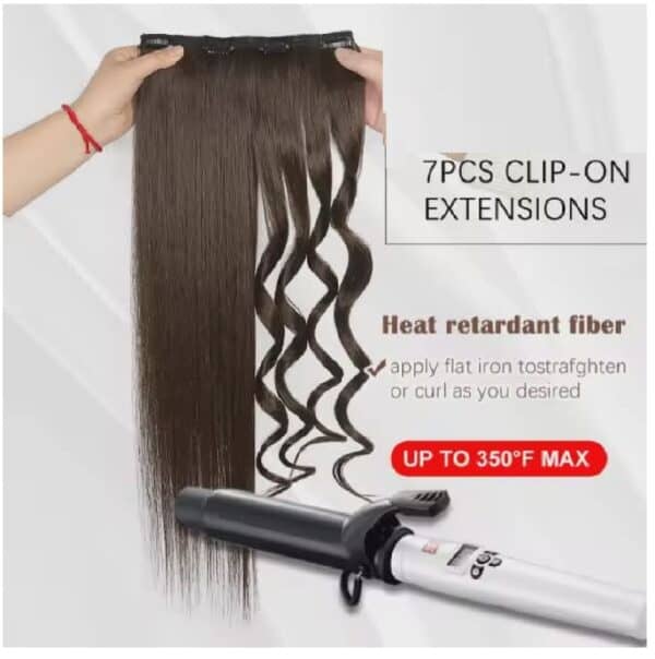 Τρέσα 7 τεμαχίων με  κλιπ για έξτρα όγκο συνθετικής τρίχας Kanekalon - Ξανθό champagne Blonde 60 cm - Image 2