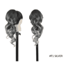 Ποστίς Αλογοουρά  Ponytail συνθετική τρίχα Kanekalon υψηλής ποιότητας με χτενάκι φωλιά- Loose Curl Γκρι Silver  #T1b Silver 50cm