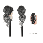 Ποστίς Αλογοουρά  Ponytail συνθετική τρίχα Kanekalon υψηλής ποιότητας με Κλάμερ- Loose curl Γκρι Silver  #T1B Silver 50cm