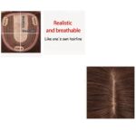 Γυναικείο Topper Τουπέ κορυφής μαλλιών από φυσική τρίχα χωρίστρα στο χρώμα του δέρματος με φράντζα- Καστανό σκούρο 35cm - Image 4