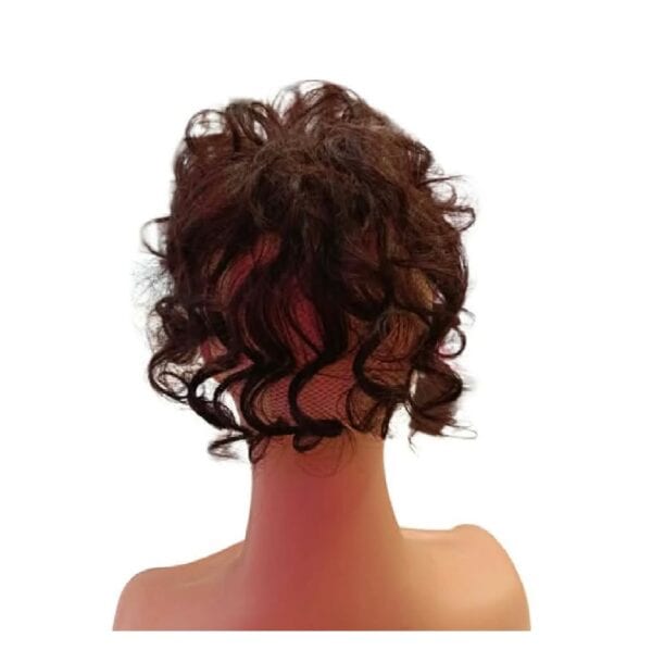 Γυναικείο Topper Τουπέ κορυφής μαλλιών από φυσική τρίχα  - Καστανό σκούρο σπαστό μπούκλα 10 inches - Image 4