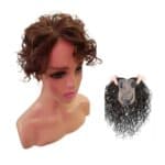 Γυναικείο Topper Τουπέ κορυφής μαλλιών από φυσική τρίχα  - Καστανό σπαστό μπούκλα 10 inches