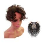 Γυναικείο Topper Τουπέ κορυφής μαλλιών από φυσική τρίχα  - Καστανό σκούρο σπαστό μπούκλα 10 inches