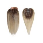 Γυναικείο Topper Τουπέ κορυφής μαλλιών από φυσική τρίχα  Full lace ( ραμμένο σε διαφάνεια ) - Ξανθό ombre balayage σκούρη ρίζα 12 inches