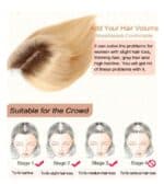 Γυναικείο Topper Τουπέ κορυφής μαλλιών από φυσική τρίχα και διάφανη βάση  -Μελί ξανθό χρώμα με σκούρη ρίζα 10 inches - Image 2