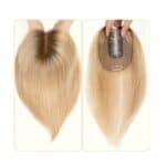 Γυναικείο Topper Τουπέ κορυφής μαλλιών από φυσική τρίχα και διάφανη βάση  -Μελί ξανθό χρώμα με σκούρη ρίζα 10 inches