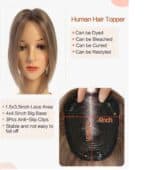 Γυναικείο Topper Τουπέ κορυφής μαλλιών από φυσική τρίχα και διάφανη βάση  - Καστανό ανοιχτό χρώμα με σκούρη ρίζα 10 inches - Image 2